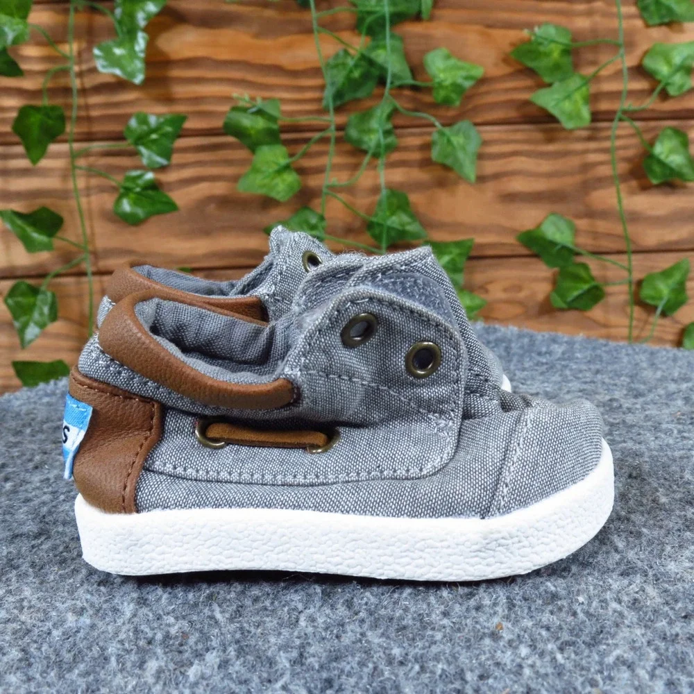 TOMS Paseo Mid‎ Toddler Boys Sneaker Size T3 Casual Walking Shoe Grey Chambray